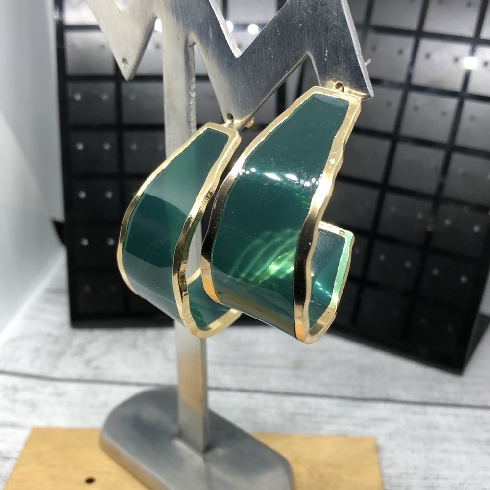Vintage semi sheer lucite like statement hoop earrings dressy